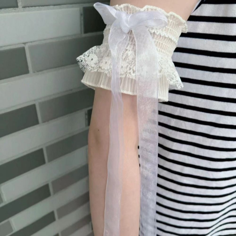 ファッションレースロリータアームスリーブ弾性ボウノットフリル - Lace Ribbon Trim のレビューと価格