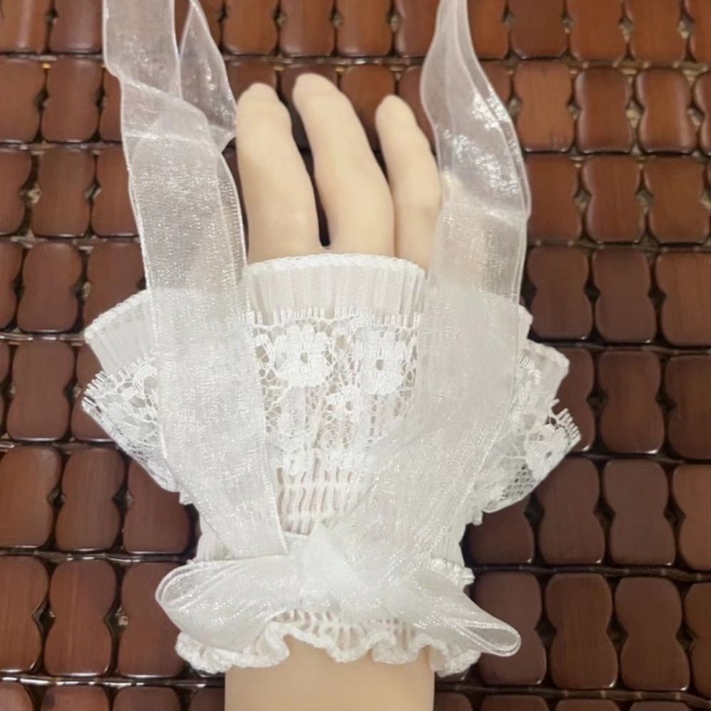 ファッションレースロリータアームスリーブ弾性ボウノットフリル - Lace Ribbon Trim のレビューと価格