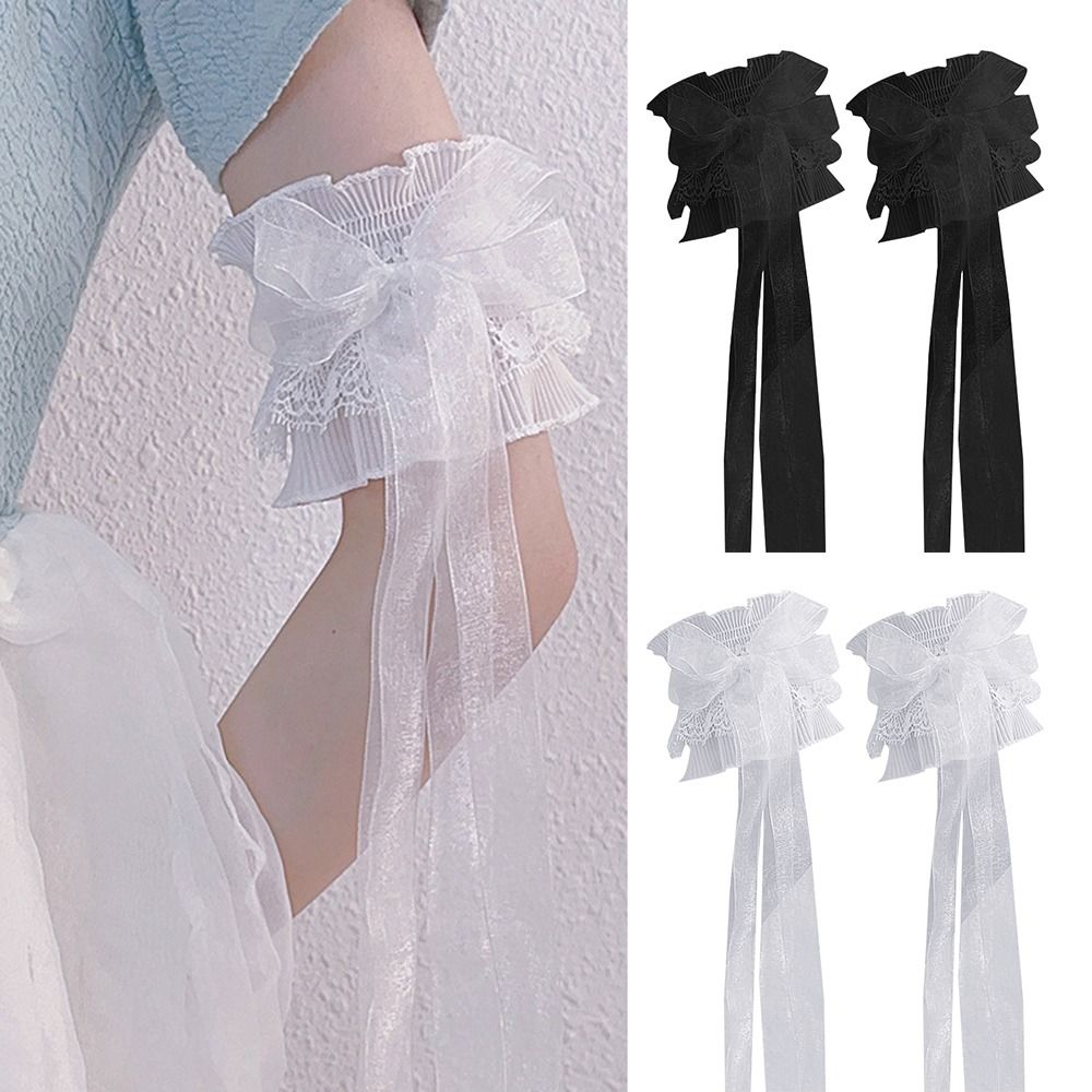 伸縮性のあるフリルレースアームウォーマー、レイヤードウォーマ - Lace Ribbon Trim のレビューと価格