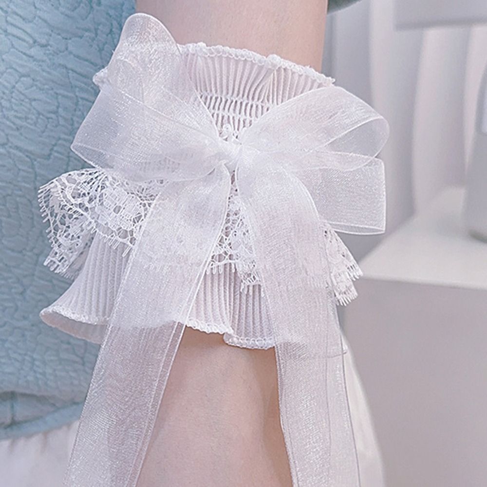 伸縮性のあるフリルレースアームウォーマー、レイヤードウォーマ - Lace Ribbon Trim のレビューと価格