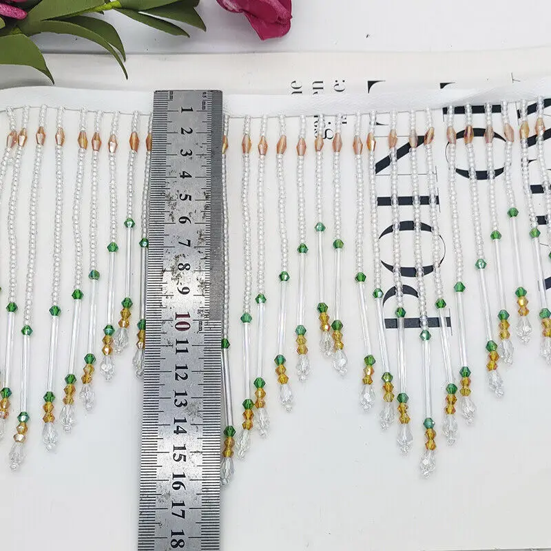 ガラス管フリンジタッセル 16 センチメートルドロップトリム - Beaded Trim Fringe のレビューと価格