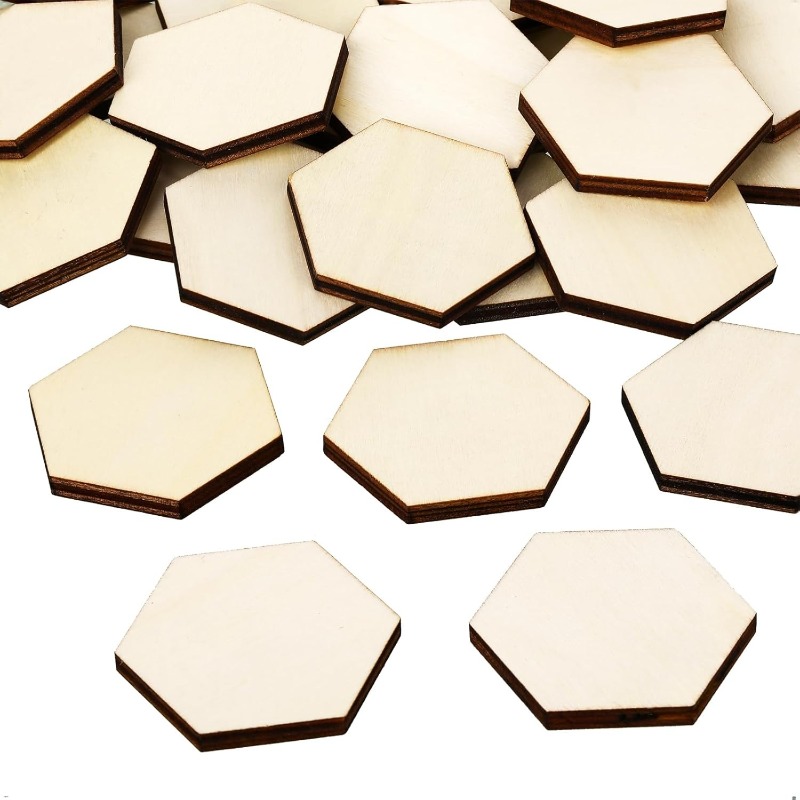 50個入り 4CM 未仕上げ木製六角形ピース 木製六角形カッ - Craft Embellishment のレビューと価格