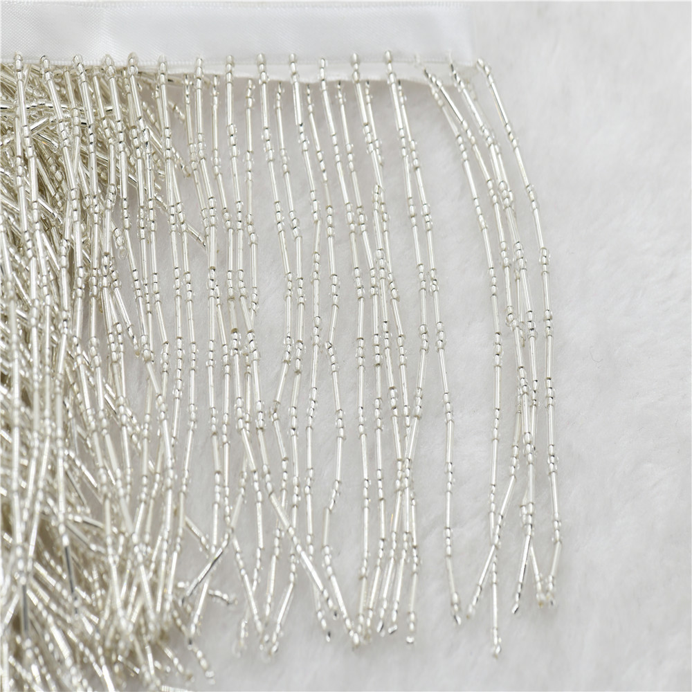 1ヤード10cm幅のガラスビーズフリンジ、ビーズフリンジラン - Beaded Trim Fringe のレビューと価格