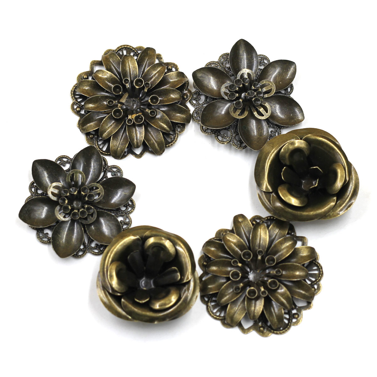 6 個の装飾組み合わせ花柄フィリグリーラップ合金クラフトジュ - Craft Embellishment のレビューと価格