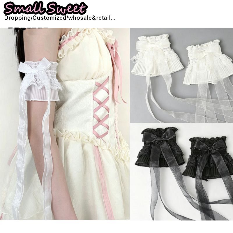 女性 Y2K ヤミかわいいガールレーストリムボウアームスリー - Lace Ribbon Trim のレビューと価格